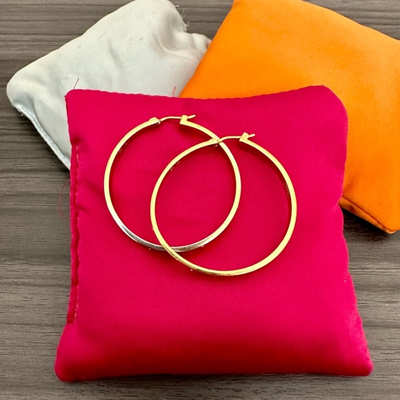 Coach Gold Hoop Earrings with Coach Script & Stones - Picture 2 of 5